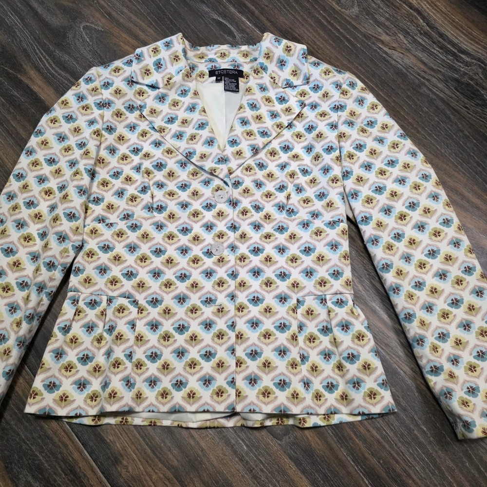 ETCETERA Women's Patterned Blazer Jacket Size 12 … - image 1